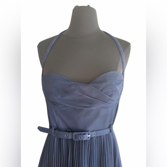 Hutch Anthropologie Rumor Sweetheart Pleated Tulle Midi Dress Navy Blue Womens 2 - Picture 7 of 11